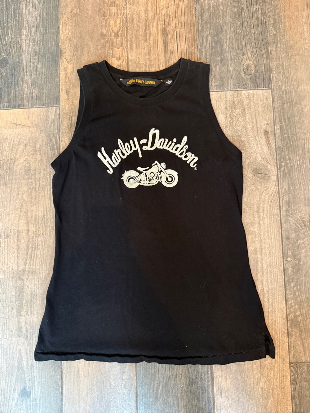 Harley-Davidson Black Tank with White Chain Stitched Graphic